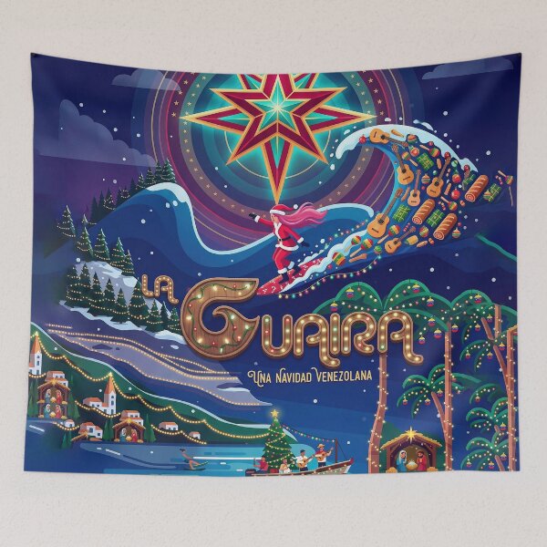 Item preview, Tropical Christmas Venezuela - La Guaira Surf & Gaitas Festive Art designed and sold by keythxctrs.