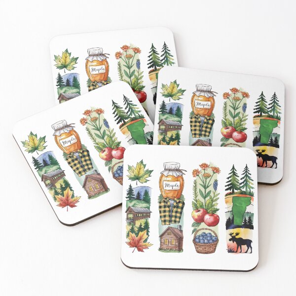 Item preview, Vermont Maple Watercolor – Covered Bridge & Moose designed and sold by Marie Gems.