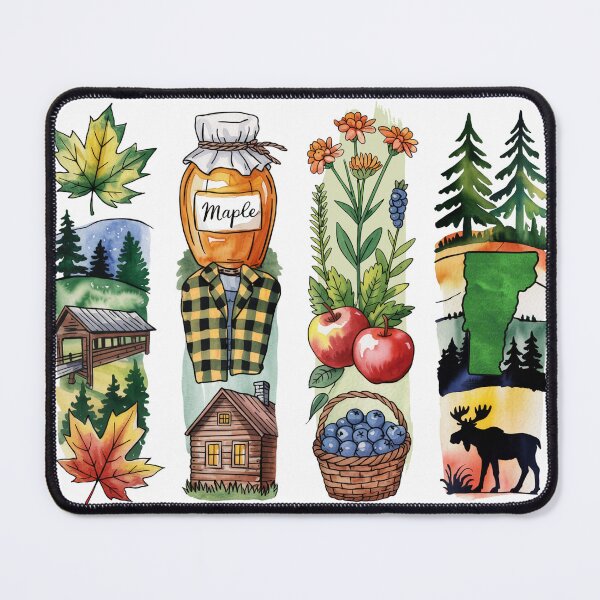 Item preview, Vermont Maple Watercolor – Covered Bridge & Moose designed and sold by Marie Gems.