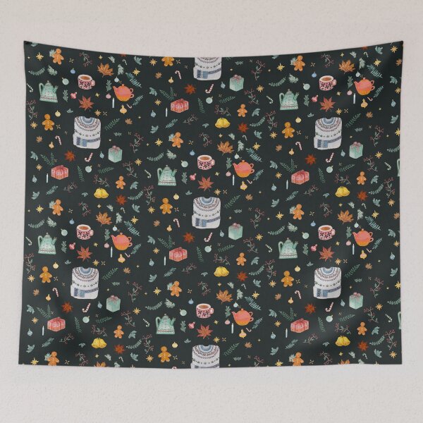 Item preview, Cozy Winter Sweater Gingerbread Christmas Watercolor Dark Pattern designed and sold by Qualali Studio.