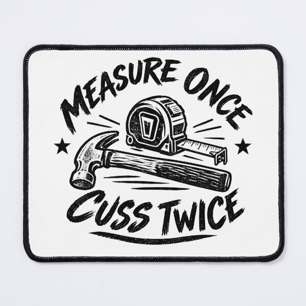 Item preview, Measure Once Cuss Twice Funny Woodworking Hammer Measuring Tape designed and sold by MerchViz.