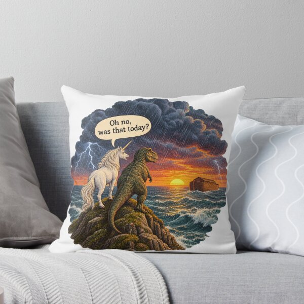 Item preview, Oh No Was That Today - Funny Noah's Ark Unicorn Dinosaur Bible Humor designed and sold by Neurospicy Trolls.