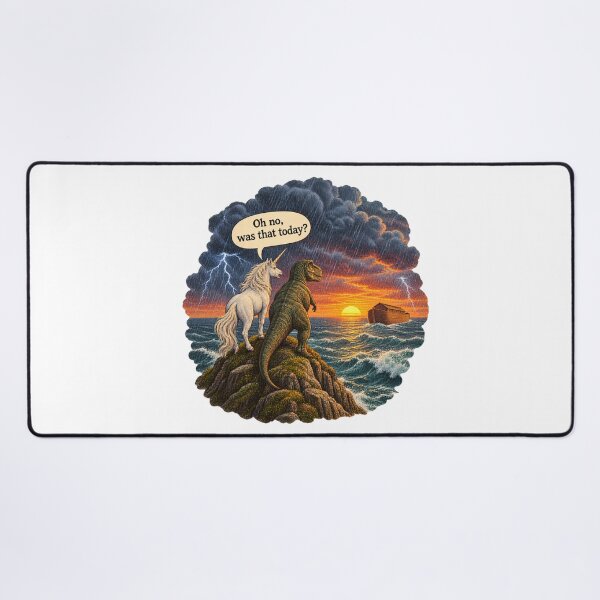 Item preview, Oh No Was That Today - Funny Noah's Ark Unicorn Dinosaur Bible Humor designed and sold by Neurospicy Trolls.