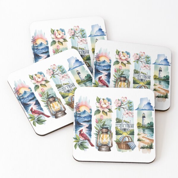 Item preview, Virginia Coastal Watercolor – Cardinal, Dogwood & Lighthouse designed and sold by Marie Gems.