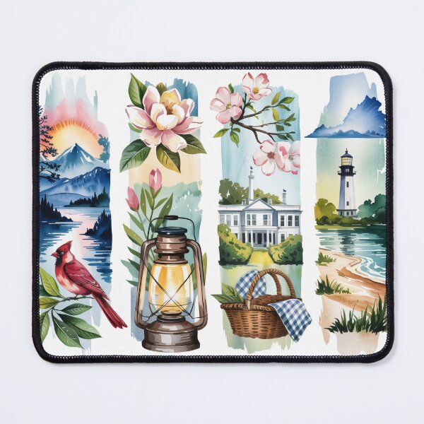 Item preview, Virginia Coastal Watercolor – Cardinal, Dogwood & Lighthouse designed and sold by Marie Gems.