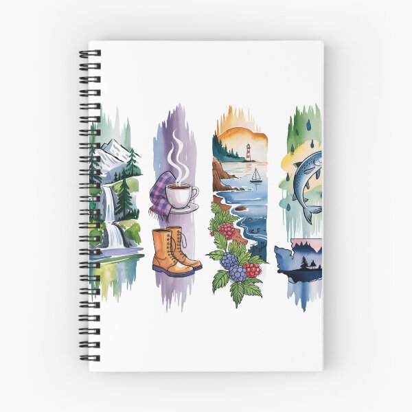 Item preview, Washington Pacific Watercolor – Mountains, Coffee & Salmon designed and sold by Marie Gems.