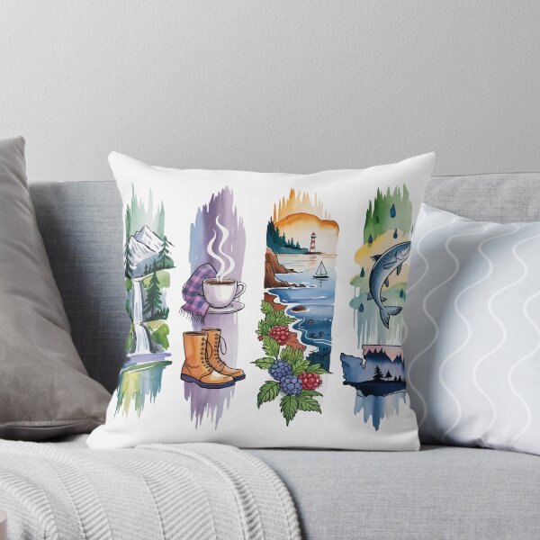 Item preview, Washington Pacific Watercolor – Mountains, Coffee & Salmon designed and sold by Marie Gems.