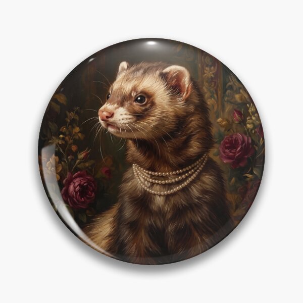 Item preview, Regal Sable Ferret Portrait with Pearl Necklace designed and sold by Real Beast Art.