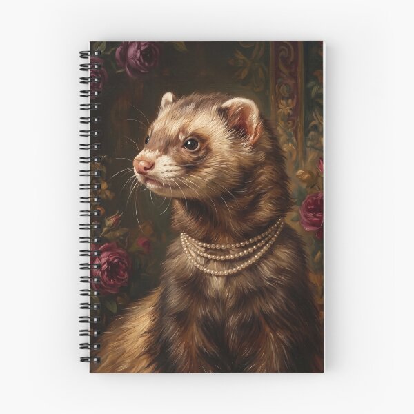 Item preview, Regal Sable Ferret Portrait with Pearl Necklace designed and sold by Real Beast Art.