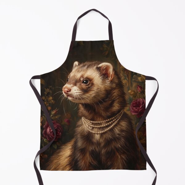 Item preview, Regal Sable Ferret Portrait with Pearl Necklace designed and sold by Real Beast Art.