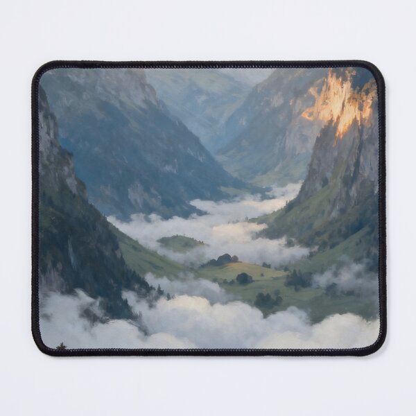 Item preview, Cloud Valley Mountain Wall Art, Misty Mountain Landscape Painting, Dreamy Nature Print, Atmospheric Home Decor designed and sold by stylishdzign.