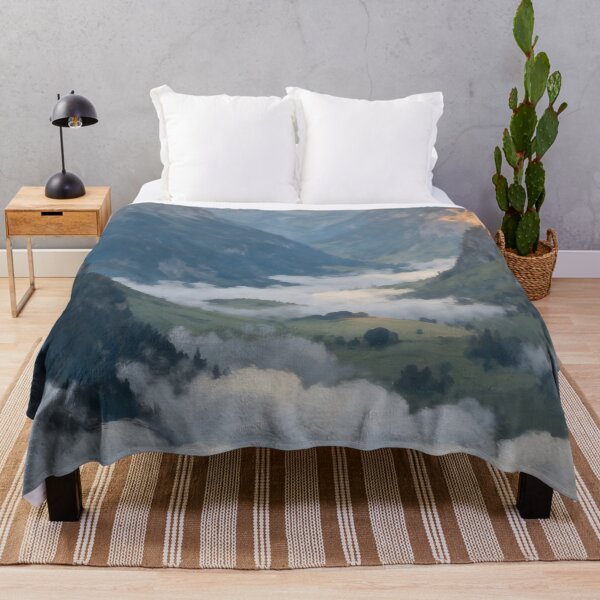 Item preview, Cloud Valley Mountain Wall Art, Misty Mountain Landscape Painting, Dreamy Nature Print, Atmospheric Home Decor designed and sold by stylishdzign.