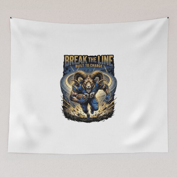 Item preview, Break The Line Ram Football Mascot Shirt - Built to Charge Athletic Art designed and sold by Pandora´s Box.