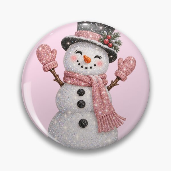 Item preview, Glittery Snowman with Pink Mittens designed and sold by MIRANDA CREATIVE.