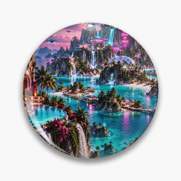 Item preview, Futuristic Tropical Paradise Neon Sci Fi Island designed and sold by IRON SIREN.