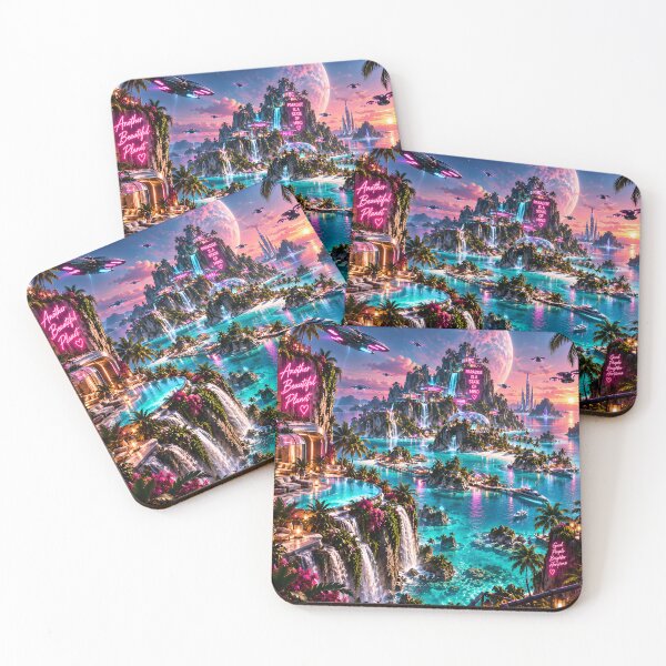 Item preview, Futuristic Tropical Paradise Neon Sci Fi Island designed and sold by IRON SIREN.
