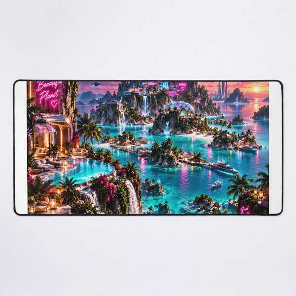 Item preview, Futuristic Tropical Paradise Neon Sci Fi Island designed and sold by IRON SIREN.