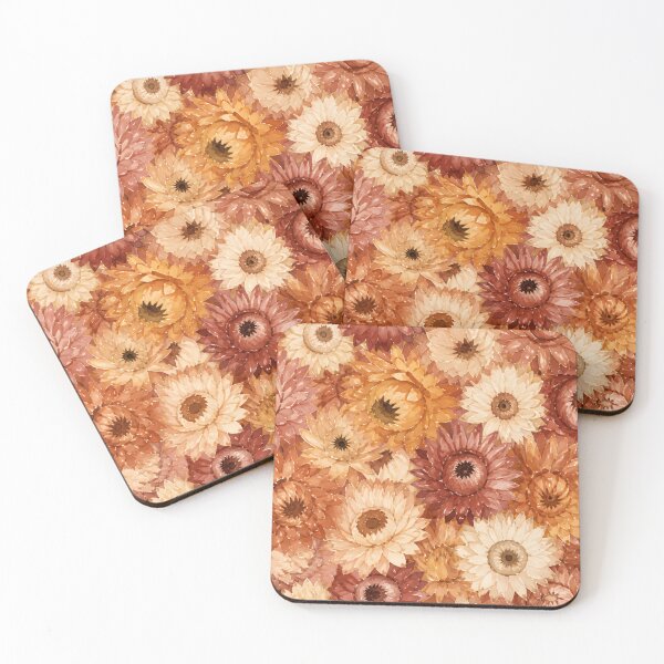 Item preview, Boho Dried Strawflower Pattern Watercolor Art Cottagecore HD Store designed and sold by bard-art.