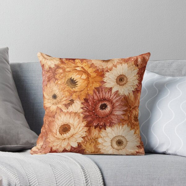 Item preview, Boho Dried Strawflower Pattern Watercolor Art Cottagecore HD Store designed and sold by bard-art.