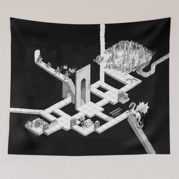 Item preview, Random Fantasy Dungeon Map with Adventurers designed and sold by Planet Urf.