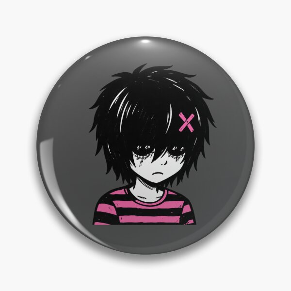 Item preview, Pink and Black Emo Sad Boy  designed and sold by stickoala.