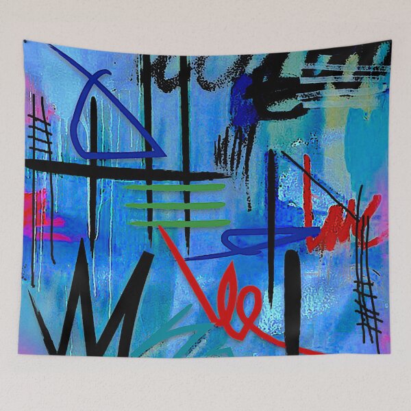 Item preview, Abstract Blue Graffiti designed and sold by ViaARTfactory.