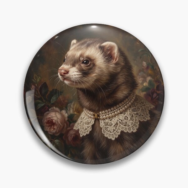 Item preview, Regal Sable Ferret Portrait with Lace Collar designed and sold by Real Beast Art.