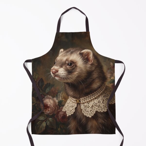 Item preview, Regal Sable Ferret Portrait with Lace Collar designed and sold by Real Beast Art.