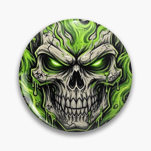 Item preview, Toxic Flame Skull Green Toxic Fire Skull Biohazard Gaming Skull Cool designed and sold by HealingEraInk.
