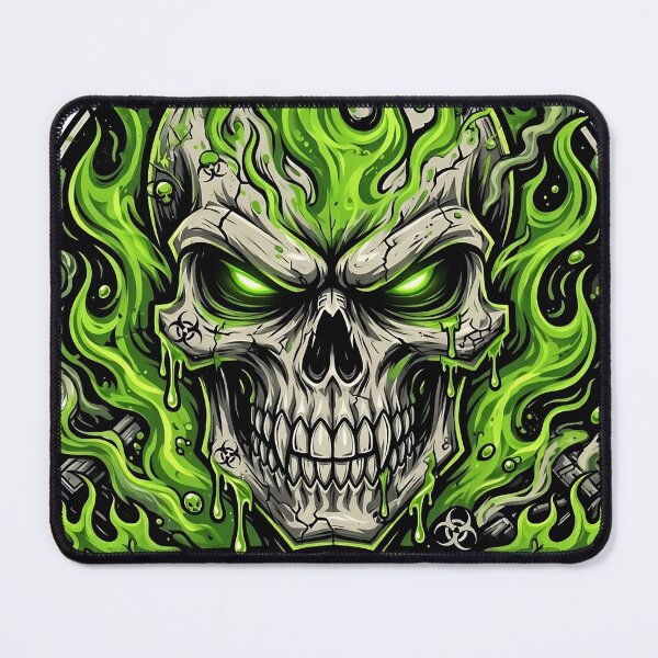 Item preview, Toxic Flame Skull Green Toxic Fire Skull Biohazard Gaming Skull Cool designed and sold by HealingEraInk.