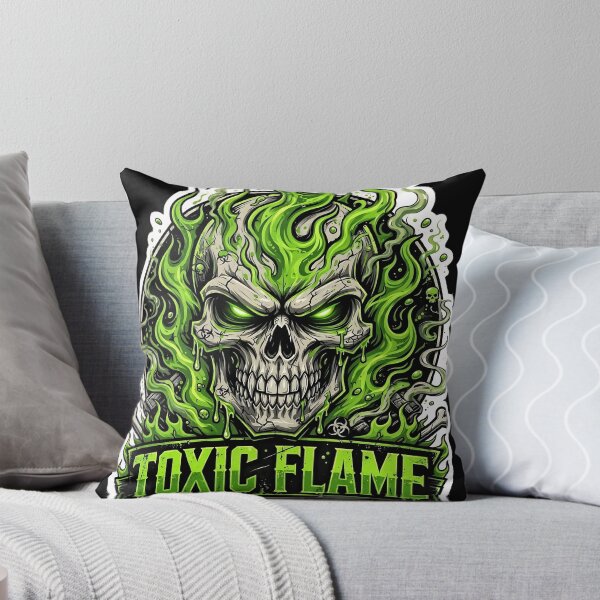 Item preview, Toxic Flame Skull Green Toxic Fire Skull Biohazard Gaming Skull Cool designed and sold by HealingEraInk.