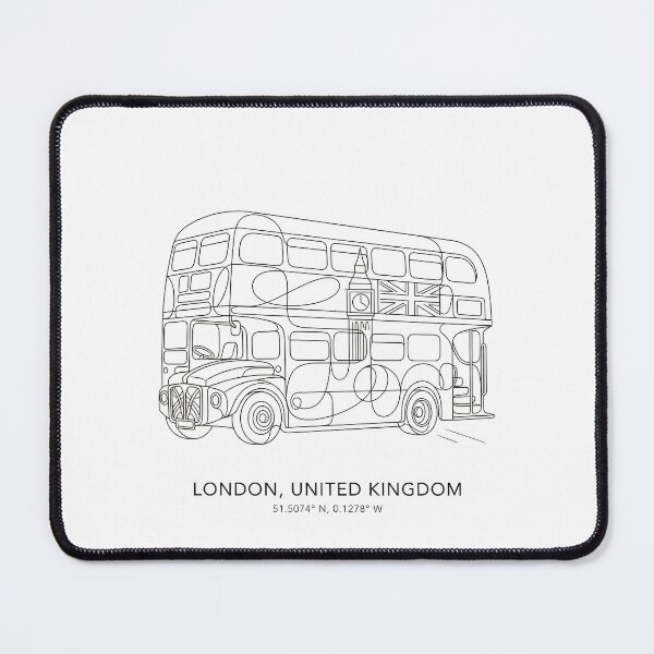Item preview, London England Line Art City Map & Landmarks Coordinates Print Set - Double Decker Bus, Tower Bridge & Underground Drawing designed and sold by OzzFrequency.