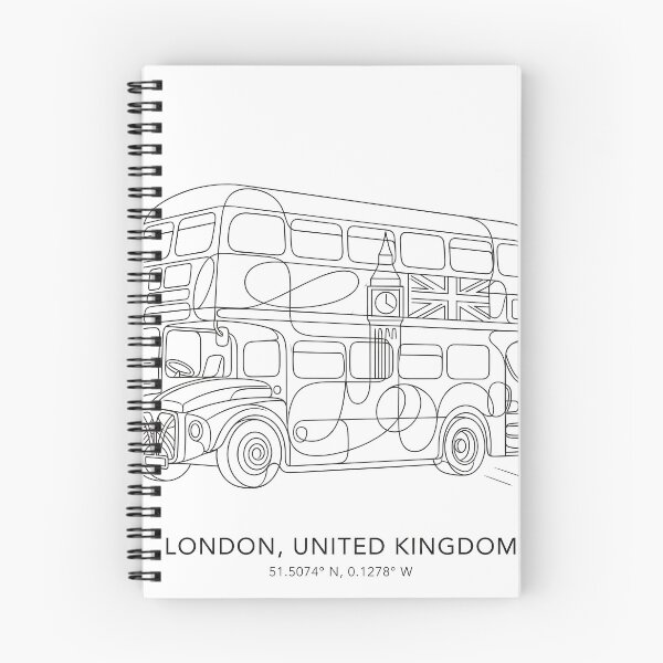 Item preview, London England Line Art City Map & Landmarks Coordinates Print Set - Double Decker Bus, Tower Bridge & Underground Drawing designed and sold by OzzFrequency.