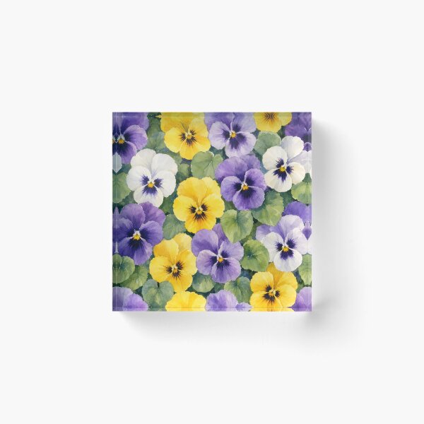 Item preview, Purple Yellow Pansy Flowers Pattern Watercolor Art HD Store designed and sold by bard-art.