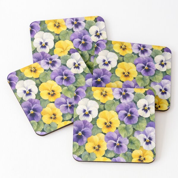 Item preview, Purple Yellow Pansy Flowers Pattern Watercolor Art HD Store designed and sold by bard-art.