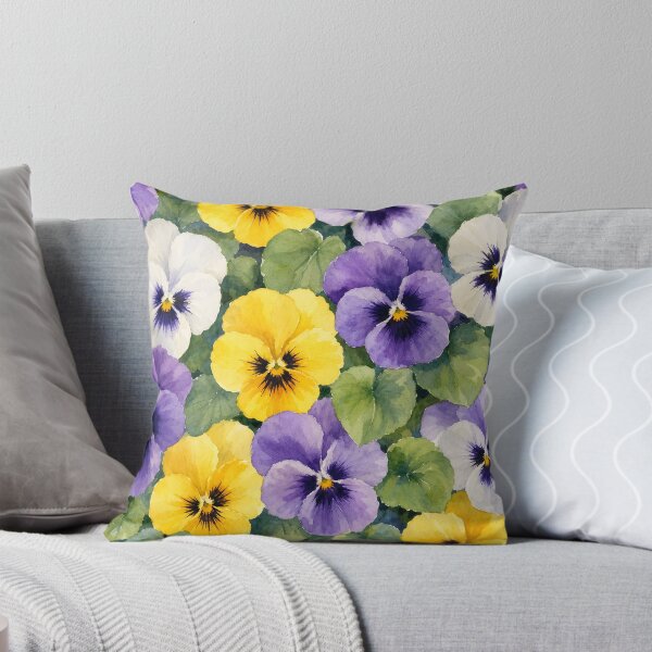 Item preview, Purple Yellow Pansy Flowers Pattern Watercolor Art HD Store designed and sold by bard-art.
