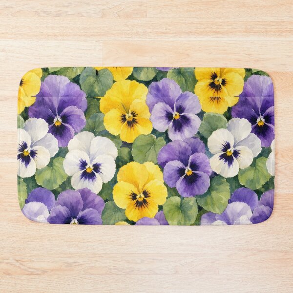 Item preview, Purple Yellow Pansy Flowers Pattern Watercolor Art HD Store designed and sold by bard-art.