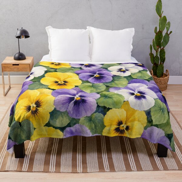Item preview, Purple Yellow Pansy Flowers Pattern Watercolor Art HD Store designed and sold by bard-art.