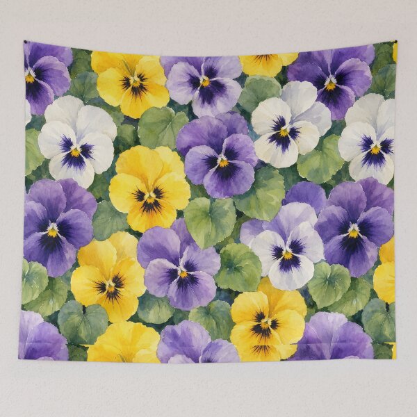 Item preview, Purple Yellow Pansy Flowers Pattern Watercolor Art HD Store designed and sold by bard-art.