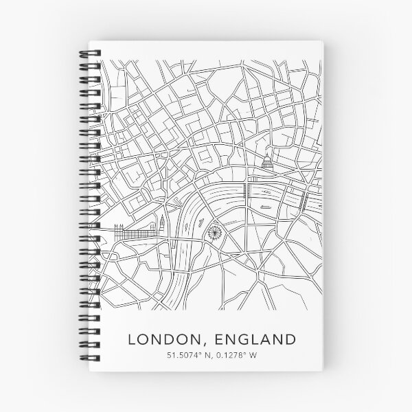 Item preview, London England Line Art City Map & Landmarks Coordinates Print Set - Double Decker Bus, Tower Bridge & Underground Drawing designed and sold by OzzFrequency.