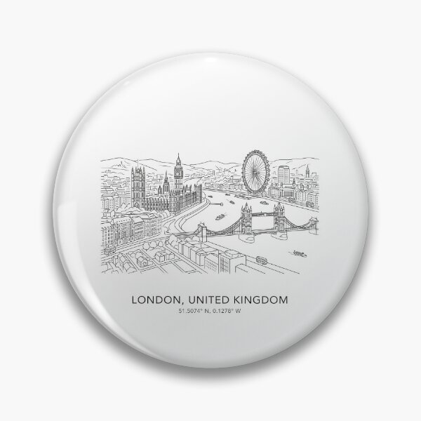 Item preview, London England Line Art City Map & Landmarks Coordinates Print Set - Double Decker Bus, Tower Bridge & Underground Drawing designed and sold by OzzFrequency.