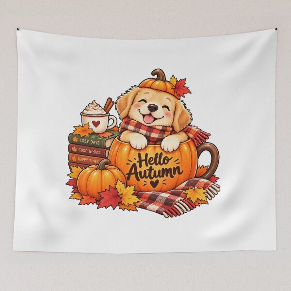 Item preview, Hello Autumn Cozy Cute Dog designed and sold by Seculinator.
