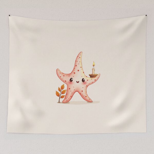 Item preview, Starfish Holding Candle - Kawaii Autumn Sea Life designed and sold by DariaCraft.