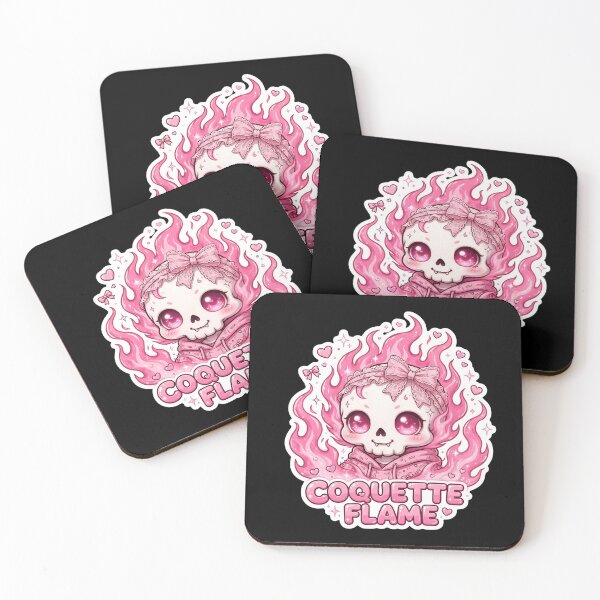 Aperçu de l'œuvre Coquette Crâne de Flamme Rose Kawaii Crâne Coquette Nœud Rose Crâne de Feu Mignon créée et vendue par HealingEraInk.