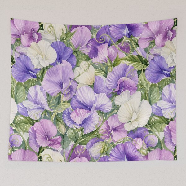 Item preview, Lavender Sweet Pea Vines Pattern Watercolor Cottagecore Art HD Store designed and sold by bard-art.