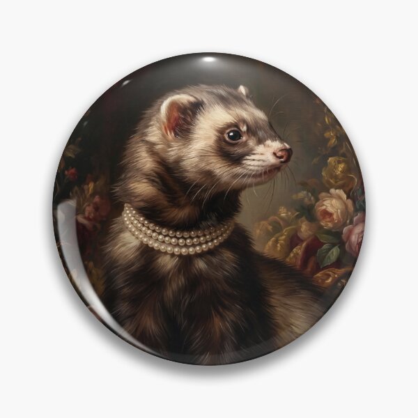 Item preview, Regal Sable Ferret Portrait with Pearl Necklace designed and sold by Real Beast Art.