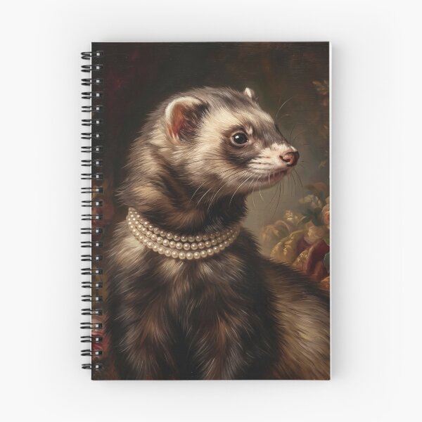 Item preview, Regal Sable Ferret Portrait with Pearl Necklace designed and sold by Real Beast Art.