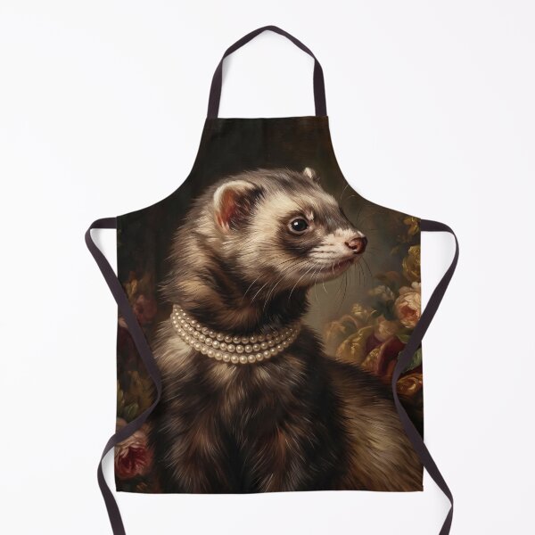 Item preview, Regal Sable Ferret Portrait with Pearl Necklace designed and sold by Real Beast Art.