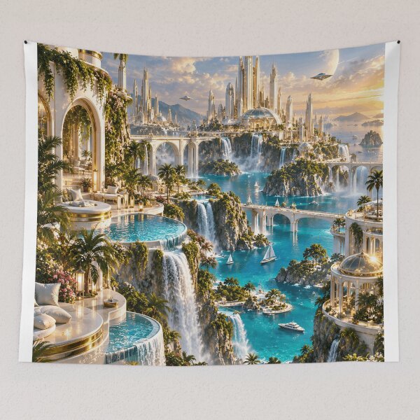 Item preview, Golden Futuristic City Luxury Sci Fi Architecture designed and sold by IRON SIREN.
