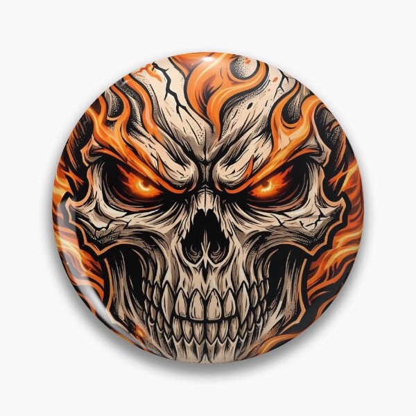 Item preview, Orange Flame Skull Classic Fire Skull Halloween Skull Burning Skull Cool designed and sold by HealingEraInk.
